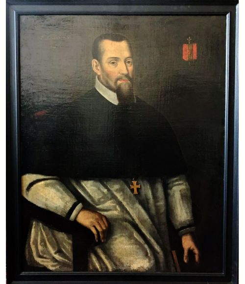 venetian bishop by follower of titian c1630 large 17thc oil portrait painting