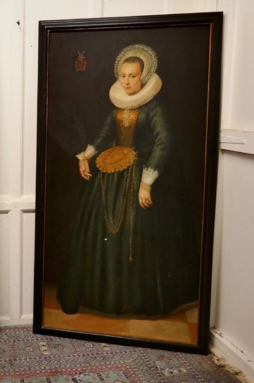 oil portrait of justina van teylingen after cornelis van der voort 17th dutch manner painting