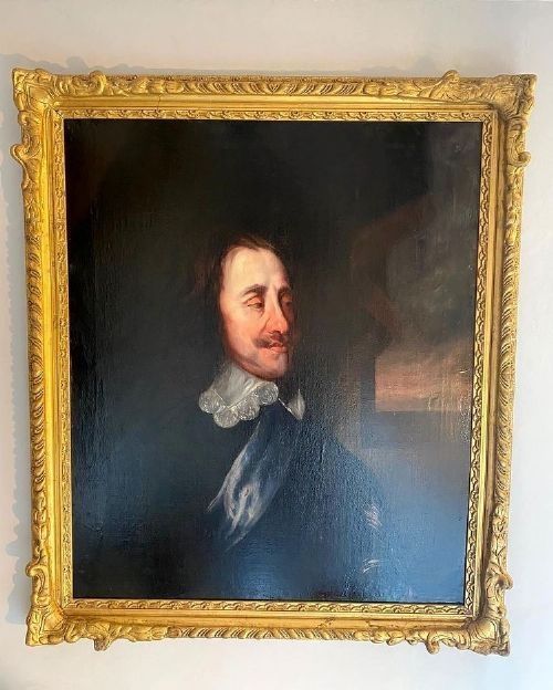 portrait of king charles i half length oil on can wearing the order of the garter after sir anthony van dyck
