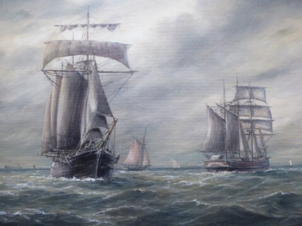 marine oil painting sailing ships seascape picture
