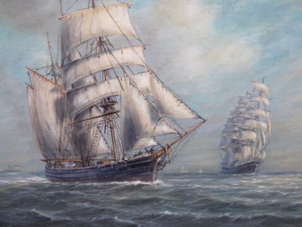 marine oil painting sailing ships seascape picture by max parsons