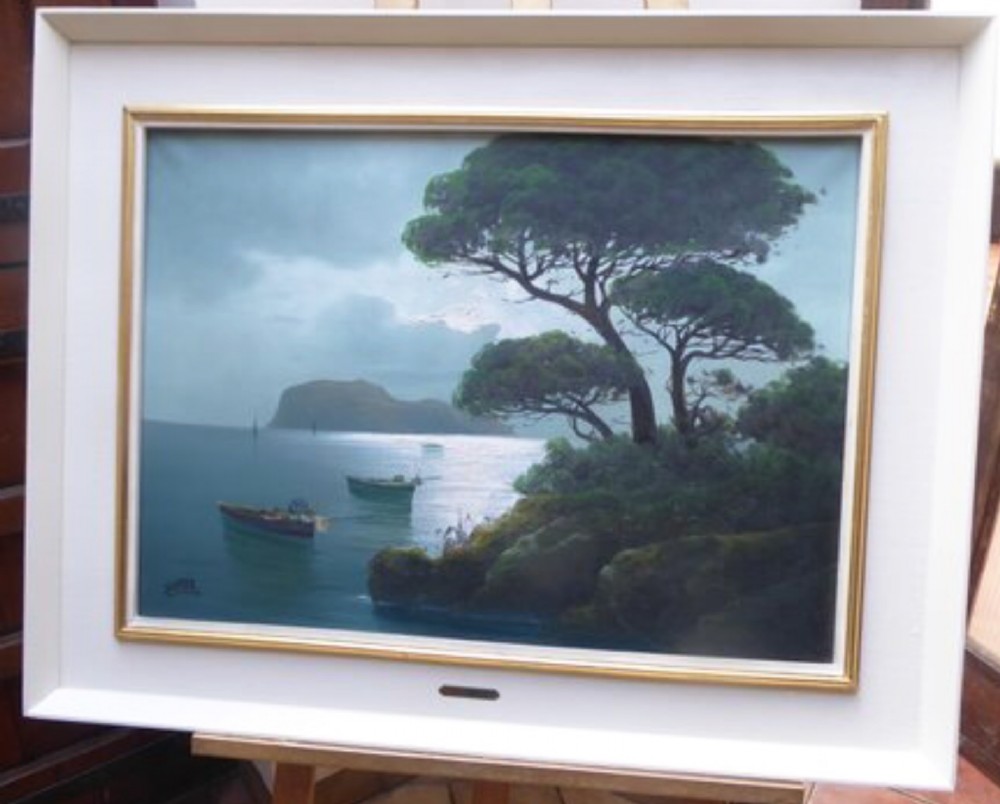large italian coastal marine seascape oil painting on canvas