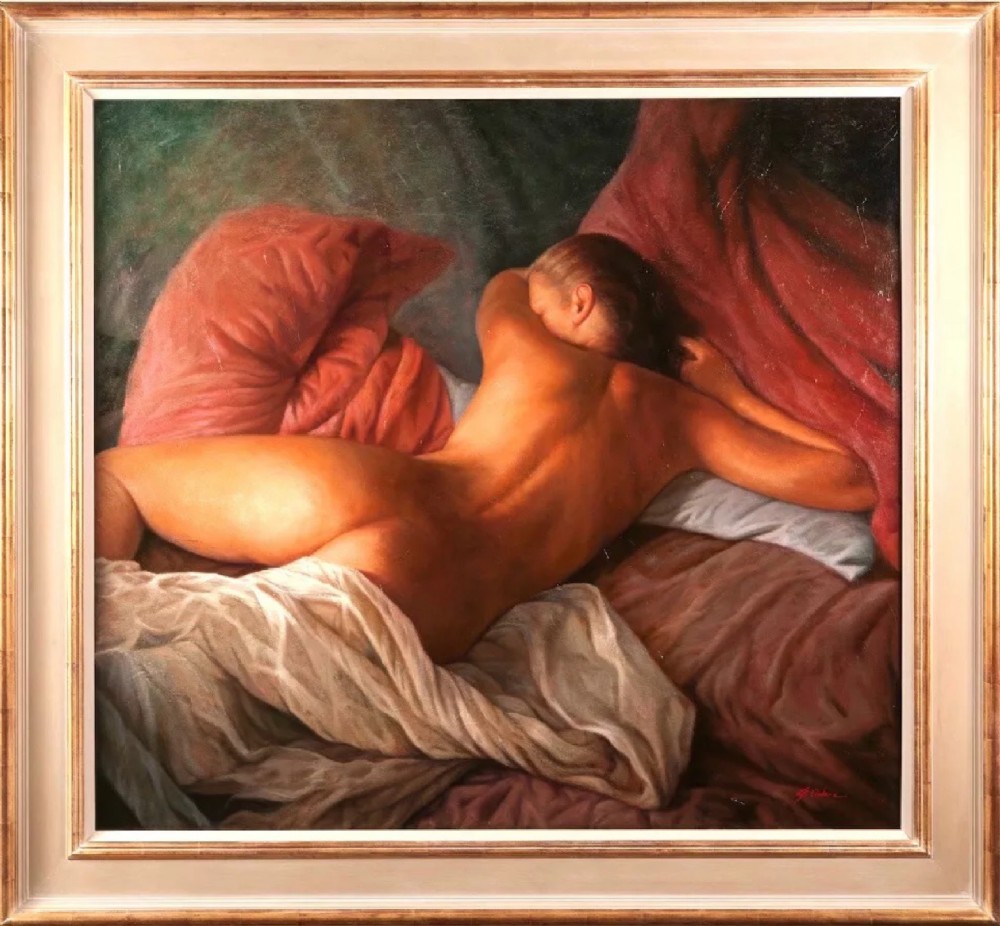 huge oil on canvas nude by gennaro odore italian