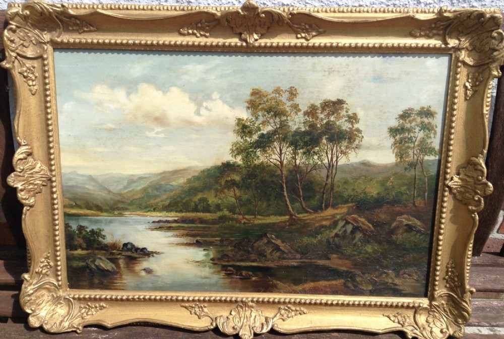 scottish river landscape loch long attribrobert sduncanson 19thc oil painting