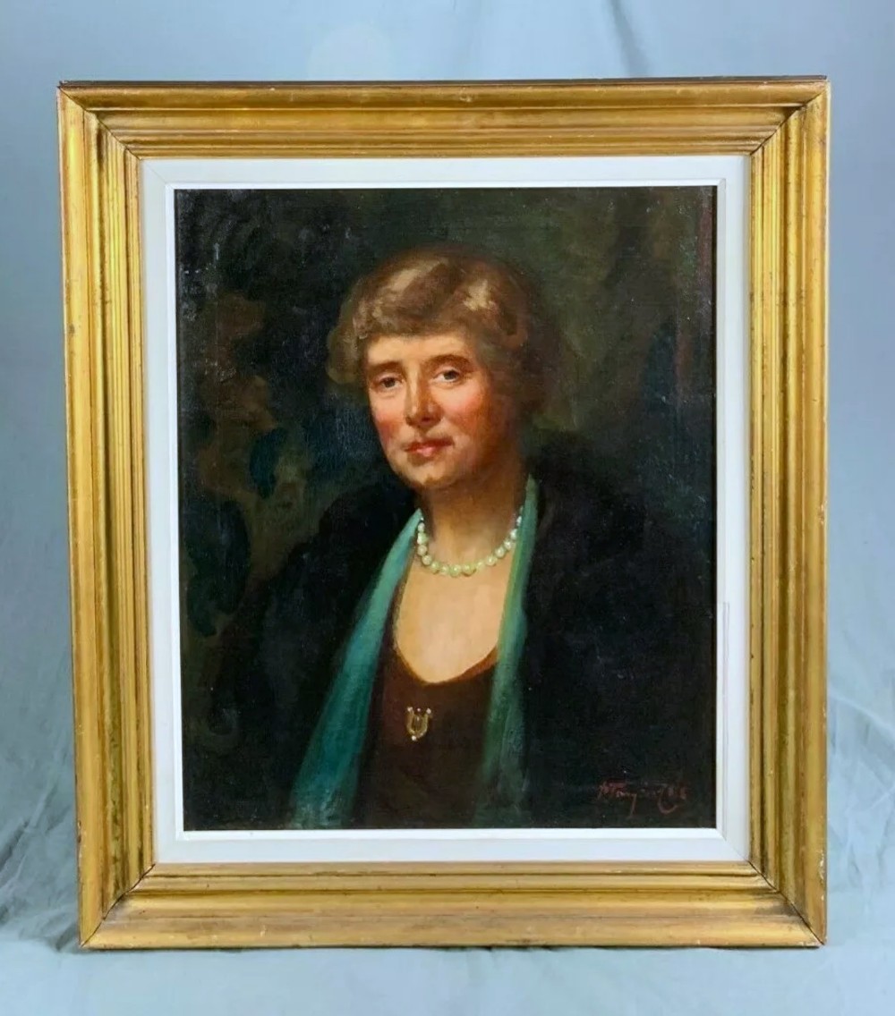 vintage oil portrait lady barrister by charles james mccall ra listed artist