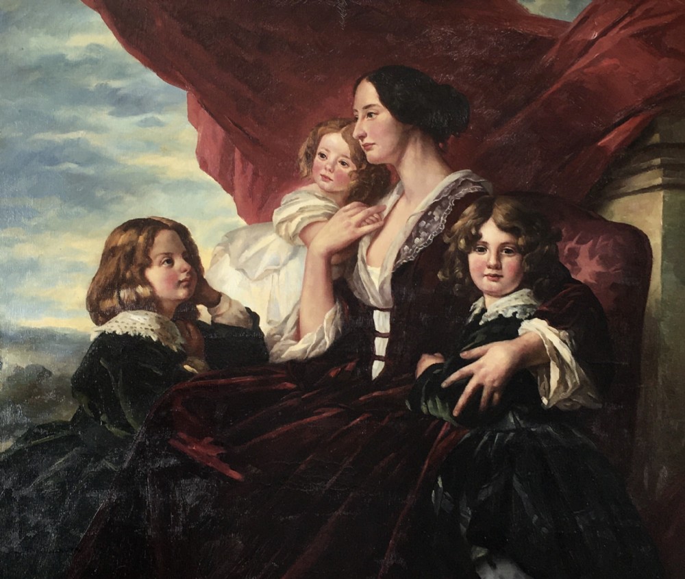 oil portrait painting after franz xaver winterhalter of countess krasinka and children