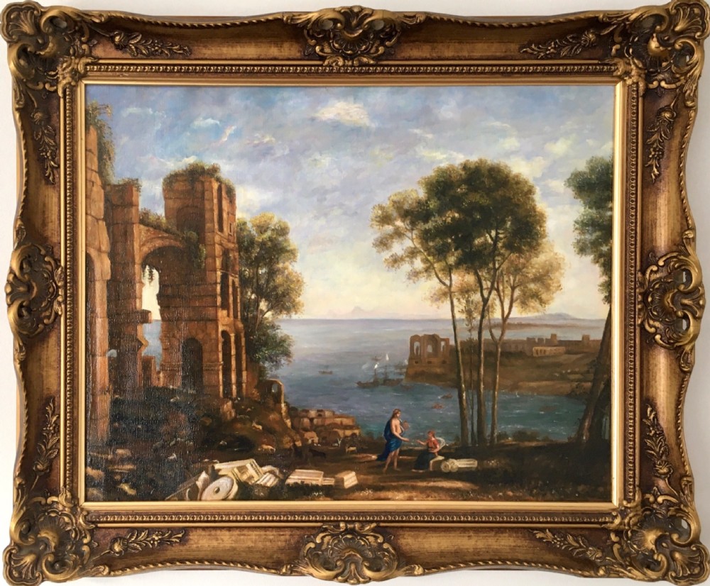 capriccio oil painting after francesco guardi 17121793 classical landscape of ruins rome italy